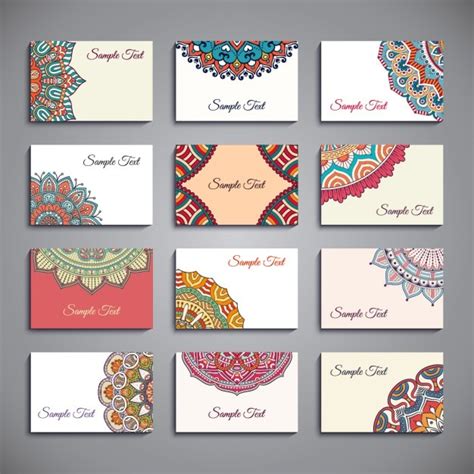 Free Vector | Cute collection of business cards in boho style