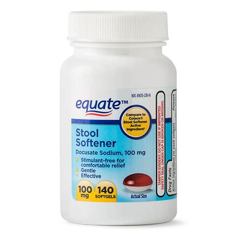 Equate Stool Softener Docusate Sodium Softgels, 100 mg, 140 Ct - Walmart.com - Walmart.com