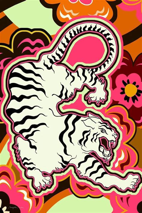 White Tiger Floral Canvas Print by Marylene Madou | iCanvas