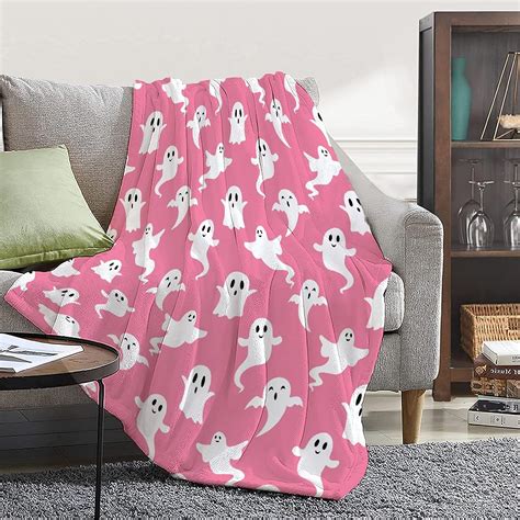 Amazon.com: Pink Ghosts Blanket for Girls Women Kids Fleece Lightweight Throws Blanket Spooky ...