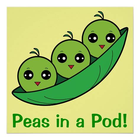 Peas in a Pod Poster | Zazzle | Peas, Pods, Cool drawings