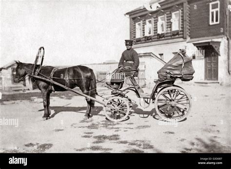 Hackney carriage or droshky, Russia, circa 1890. Date: circa 1890 Stock Photo - Alamy