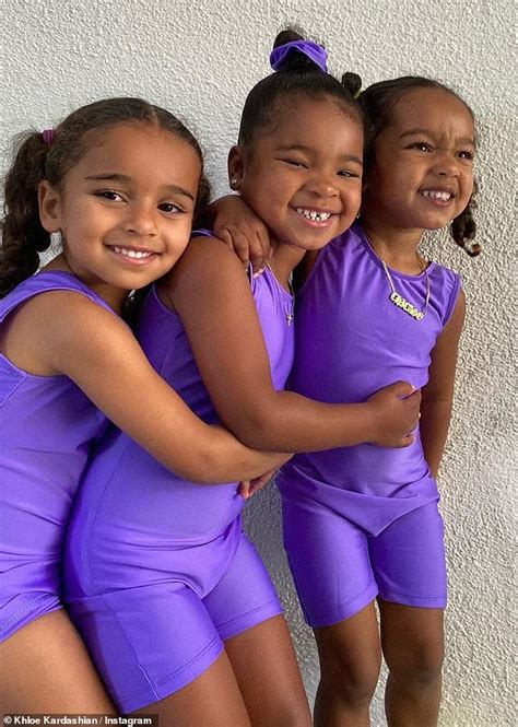 Khloe Kardashian shares cute snaps of her daughter True with cousins in purple | Daily Mail Online