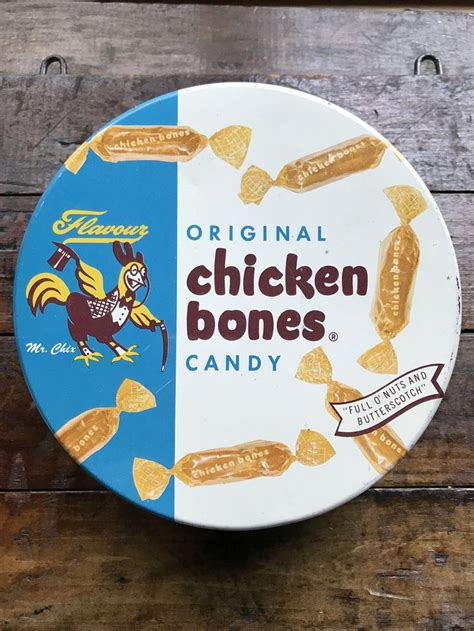 Original Chicken Bones Candy Tin Vintage Olive Can | Etsy | Chicken ...