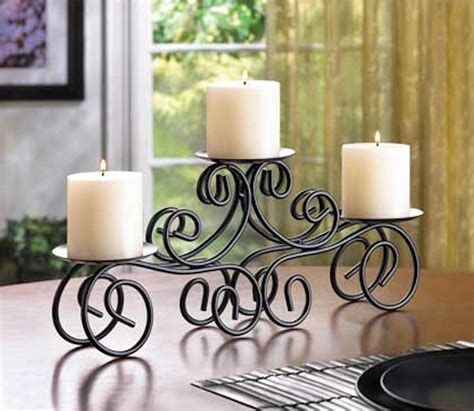 TUSCAN STYLE CANDLE HOLDER Black Wrought Iron Table Centerpiece - Candle Holders & Accessories