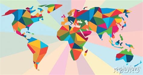 Sustainable development goals, agenda 2030. world map polygon wall mural • murals map, earth ...