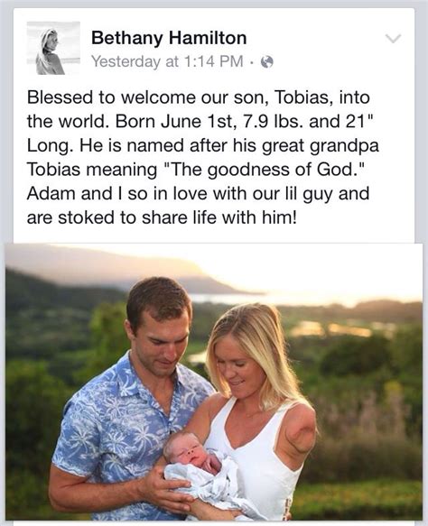 Bethany Hamilton, husband and newborn son. | What inspires you, Bethany hamilton, Tobias