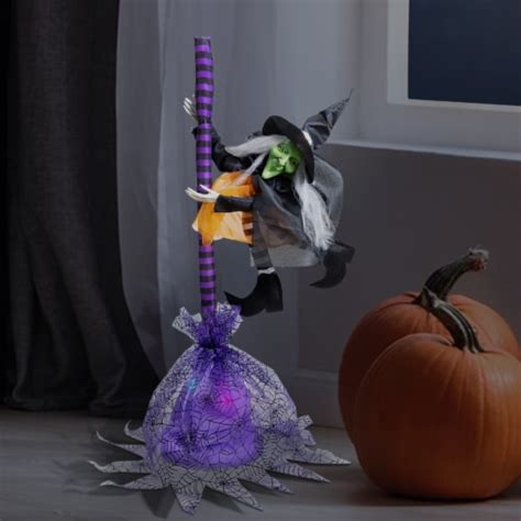 Northlight Animated Flying Witch with Broom Halloween Decoration - 25 ...