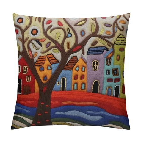 ONETECH Red Town Tree of Life Pillow Cover | Karla Gerard | Red Coastal Pillow by Sea | Plant ...