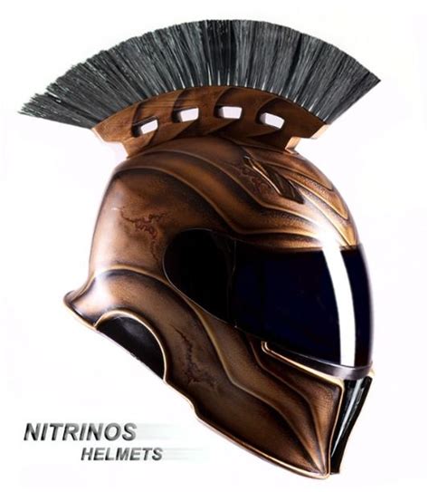 the helmet is designed to look like a spartan's helmet