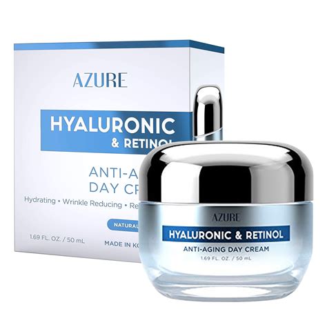 AZURE Hyaluronic Acid & Retinol Anti Aging Day Cream - Rejuvenating & Hydrating Face Moisturizer ...