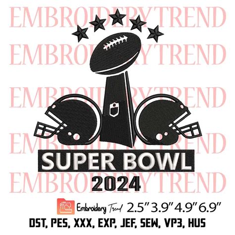 Super Bowl 2024 Trophy Embroidery Design, NFL American Football ...