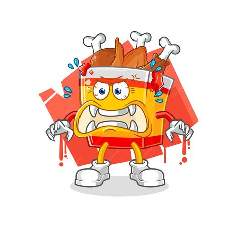 Premium Vector | Fried chicken monster vector cartoon character