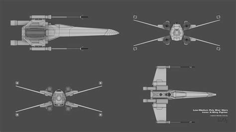 X-Wing Fighter Measured Drawing