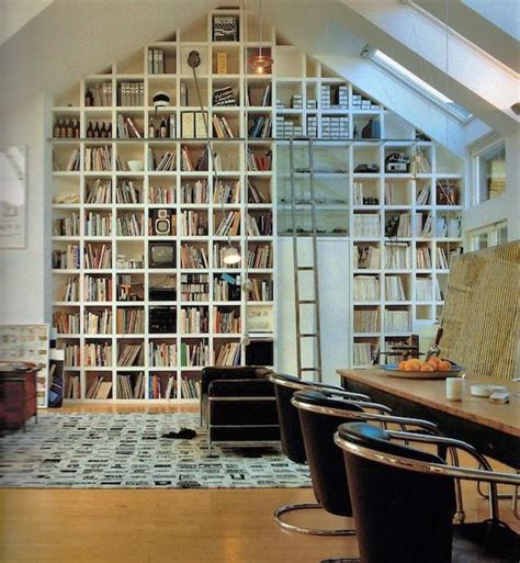 25 Modern Home Library Designs with Ladders and Stairs