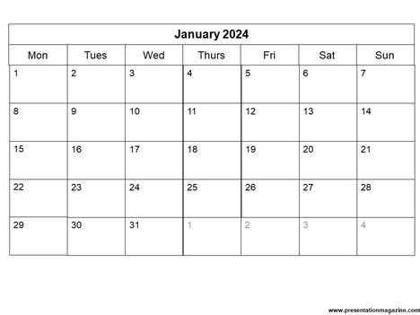 Free 2024 Monthly Calendar Template