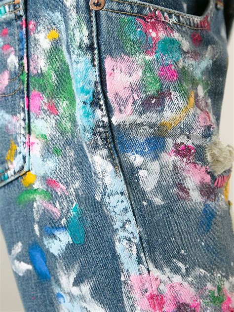 Polo ralph lauren Distressed Paint Splatter Jeans in Blue | Lyst