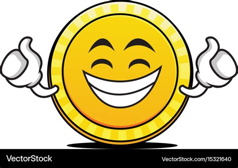 Proud face coin cartoon character Royalty Free Vector Image