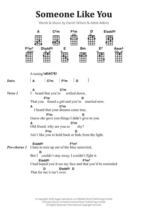 Someone Like You by Adele Sheet Music for Banjo Chords/Lyrics at Sheet ...