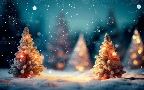 Beautiful tiny and snowy Christmas trees for wallpaper with copy space ...