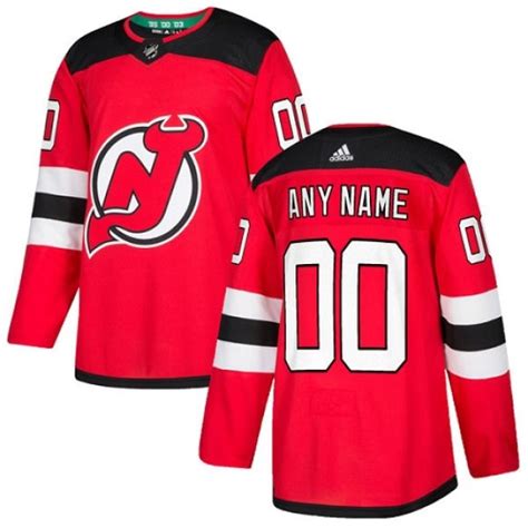 New Jersey Devils Custom Official Red Adidas Authentic Youth Home NHL Hockey Jersey