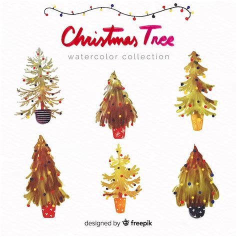 Free Vector | Lovely watercolor christmas tree collection