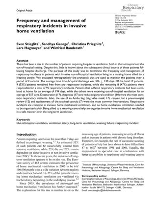 Frequency and management of respiratory incidents in invasive home ventilation | PDF