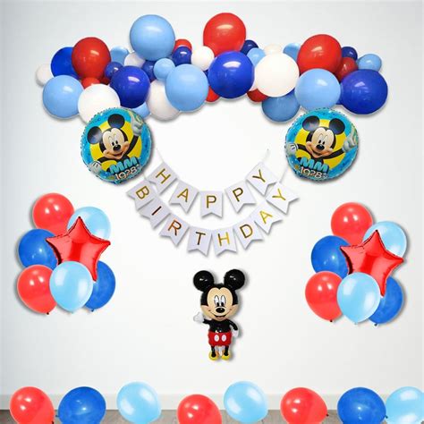 Mickey Mouse Birthday Decorations Kit For Kids 67 Pcs - Bday Decoration ...