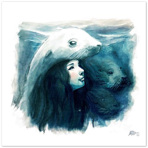 Selkie Art Print Celtic Mythology-watercolour Painting-mixed Media Painting-seal Wall Art - Etsy