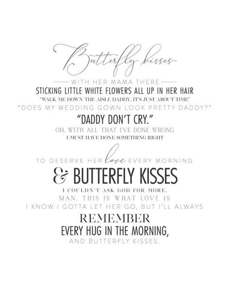 Father's Day Song Butterfly Kisses Lyrics, Butterfly Kisses Lyrics Butterfly Mania - There's two ...