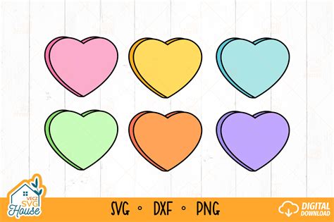 Blank Conversation Hearts SVG, Conversation Hearts PNG, Conversation ...