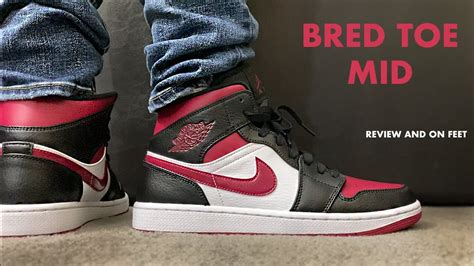 Jordan 1 Mid Bred Toe Review and On Feet - YouTube