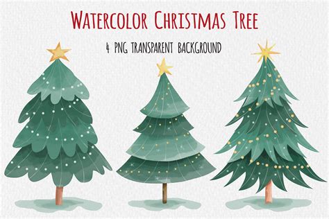 Watercolor Christmas Tree Clipart Graphic by kritkongjundee · Creative ...