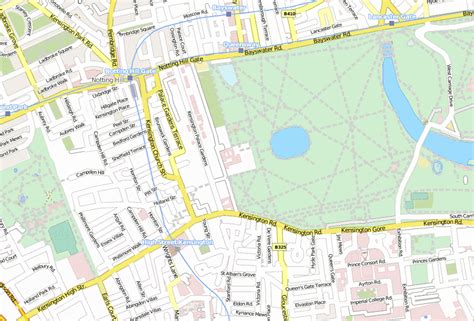 Kensington Palace Stadtplan mit Luftbild und Hotels von London