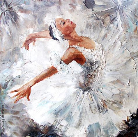 oil painting, girl ballerina. drawn cute ballerina dancing Stock ...