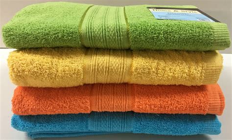 Set of 4, 100% Cotton Bath Towels, Large 27" x 54" Size, Assorted ...