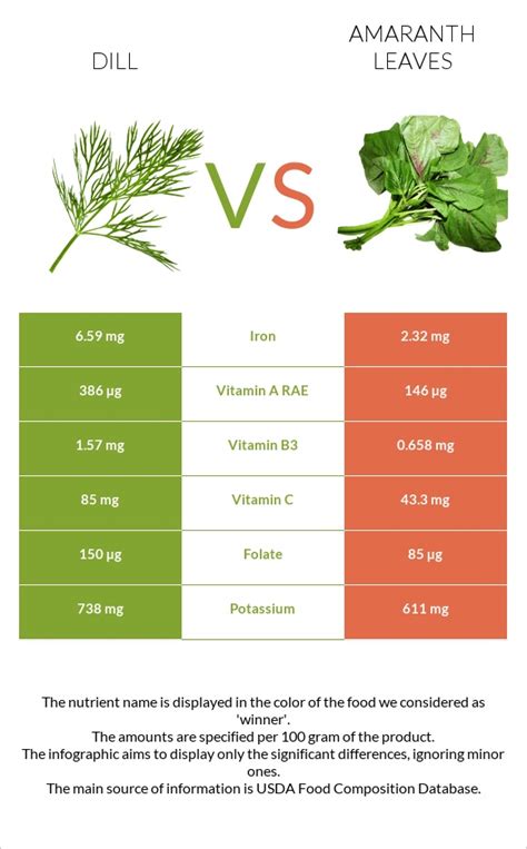 Dill vs. Amaranth leaves — In-Depth Nutrition Comparison