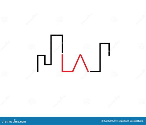 Los Angeles LA Skyline Landmark Landscape Wordmark Logo Stock Vector ...