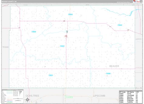 Beaver County, OK Wall Map Premium Style by MarketMAPS - MapSales