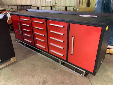 2020 RED STEELMAN 10FT WORK BENCH WITH 15 DRAWERS, 113W X 29 X39"H ...