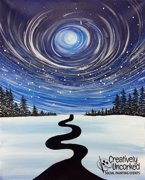 Galleries | Creatively Uncorked | Winter solstice, Easy canvas painting, Landscape paintings