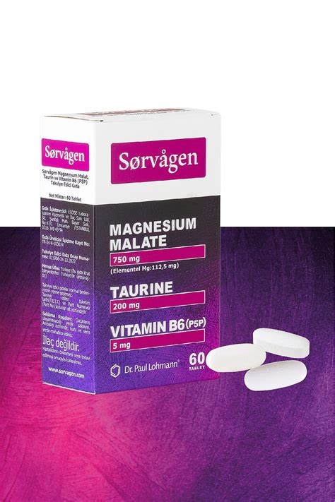 Sorvagen Magnezyum Malat, Taurin ve Vitamin B6 (P5P) 60 Tablet | Sørvågen