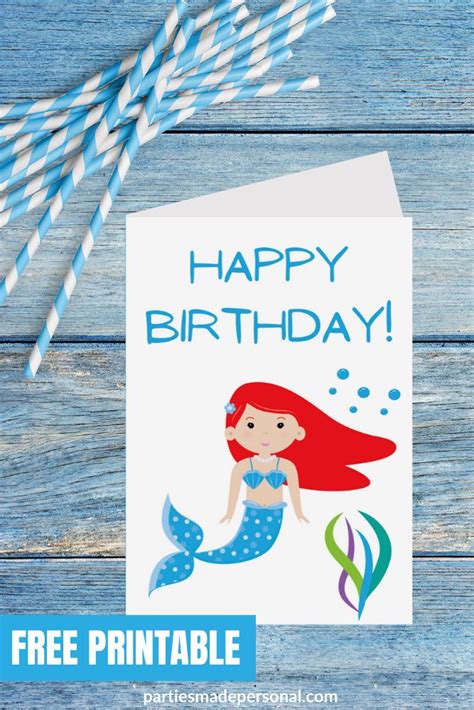 Happy Birthday Mermaid Cards | Birthday card printable, Mermaid happy ...