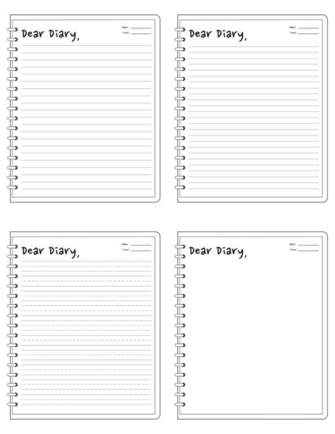 Free Printable Dear Diary Writing Templates