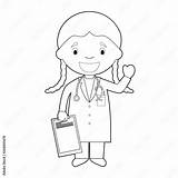 Easy coloring Cartoon Vector Illustration Of A female doctor Stock  sketch template