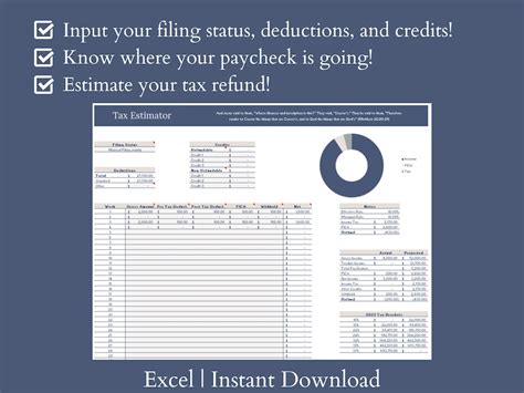 2023 Tax Estimator Microsoft Excel Personal Finance Calculator Income ...