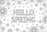 Ciao Carta Della Molla Con I Fiori Ed Cuori Pagina Di Coloritura  sketch template