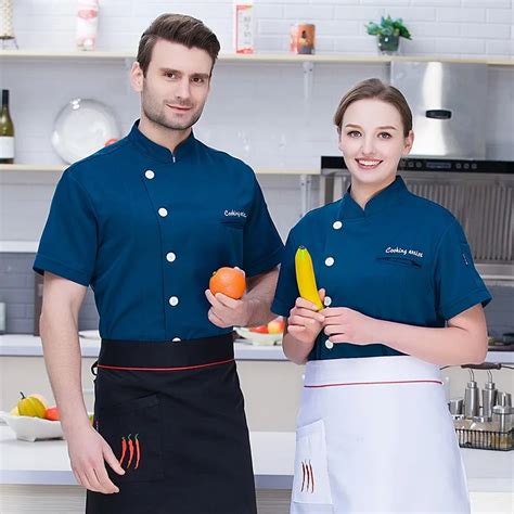 Men Hotel Chef Uniform Short sleeved Chef Service Hotel Chef Jacket ...