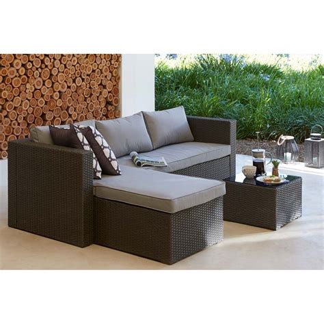 Alexandria Rattan Effect 3 Seater Corner Garden Sofa Set at Homebase.co.uk Outdoor Rugs, Outdoor ...