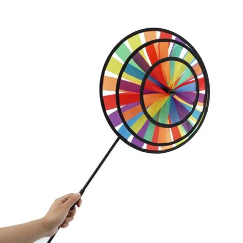 New Rainbow Triple Wheel Windmill Toy Colorful Pinwheel Whirligig Garden Party Outdoor Decor ...